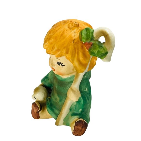 Lefton Shepherd Boy Girl Sheep Staff Figurine Christmas Holy Vintage Hand Paint - Picture 2 of 7